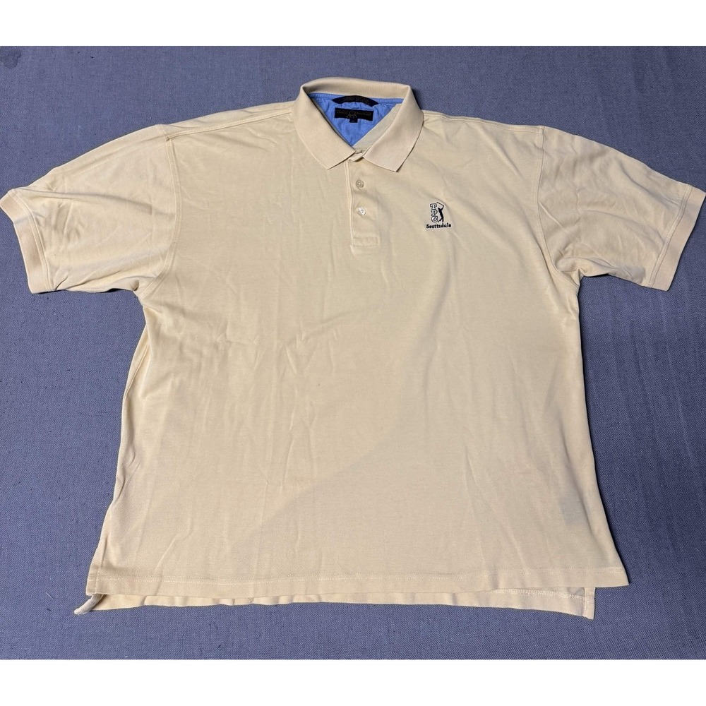 Y2K Tommy Hilfiger Mens TPC Scottsdale Polo Shirt Polo Size L Beige Golf Solid